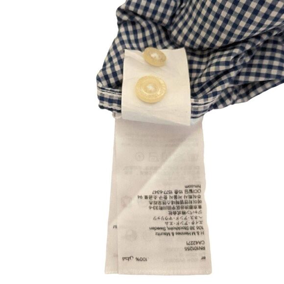 H&M L.O.G.G. MENS SIZE MED  BLUE & WHITE  CHECK LONG SLEEVE BUTTON DOWN SHIRT - Picture 5 of 11